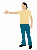 standing cool man shaking hand position