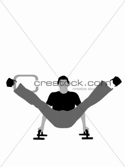 fitnessman posing with help of push-ups 