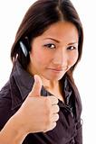 young female service provider with thumbs up 