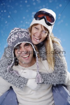 happy winter couple