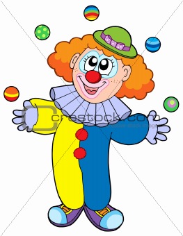 Juggling cartoon clown
