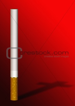 Cigarette cross shadow on red