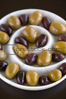 Olives in spiral dish
