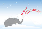 Elephant Merry Christmas Snow