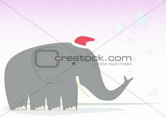 Christmas Elephant on a desert plain