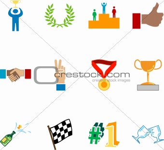 Victory and Success Icon Set Series Design Elements 