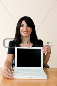 Presentation. Woman with laptop