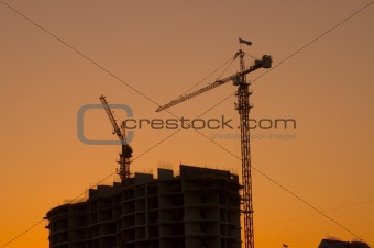 House building krane silhouettes