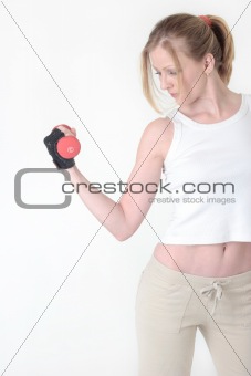 woman lifting arm weight