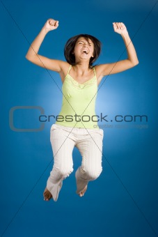 jumping happy woman