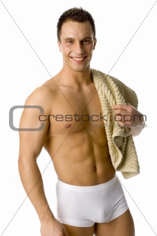 Man's beauty - man with towel (closeup)
