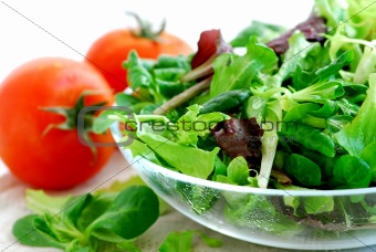 Baby greens and tomatoes