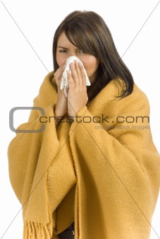 ill woman with tissue