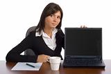 female office worker displays screen