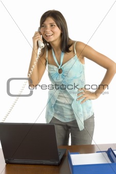 female office worker on the phone