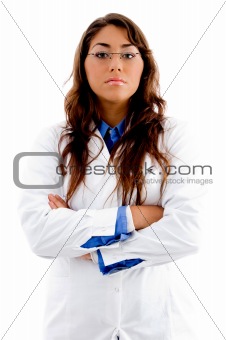 young female doctor with folded hands