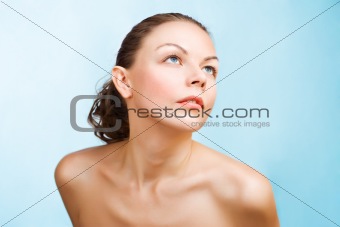 Close-up portrait of sexy caucasian young woman
