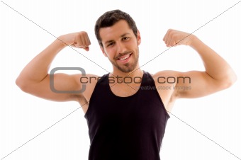 strong man showing his muscles 
