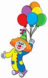 Flying clown with balloons