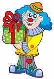 Party clown with gift
