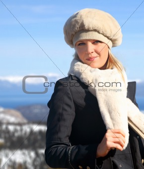 Blond girl in winter