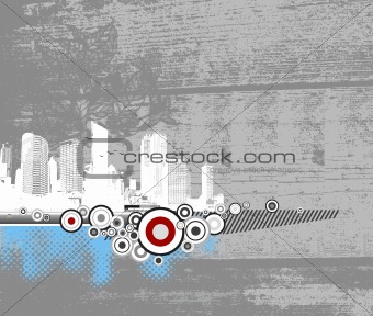 White city with grey background. Vector