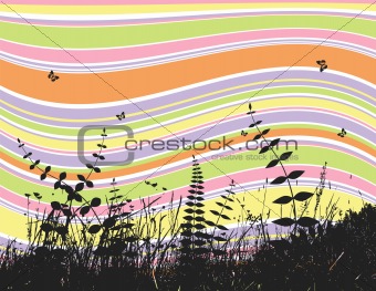 Plants with colorful background. Vector