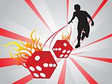 abstract background with vector dice and man, wallpaper