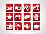 abstract beautiful web glassy icons set, red