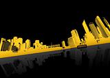 Yellow city with reflection. Vector