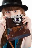 Girl with vintage camera