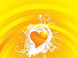yellow valentines heart-shape with grunge and floral elements illustration