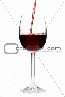 pouring red wine into a glass