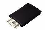 Black wallet with banknotes