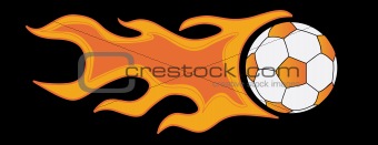 soccer ball in flame on a black background