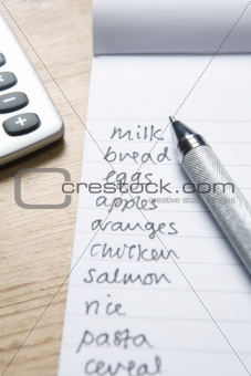 Handwritten Shopping List