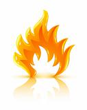 glossy burning fire flame icon