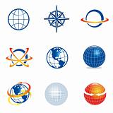 Set of globe/navigation icons