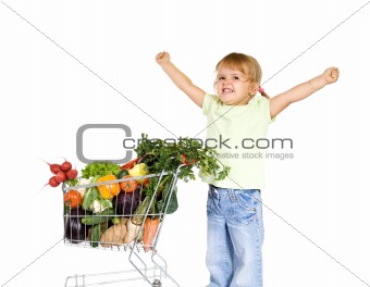 Little girl with healthy food