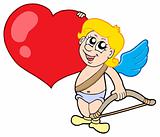 Cute cupid with bow and heart