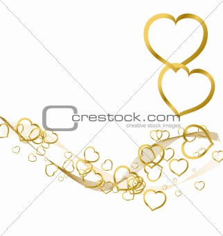 Background with golden hearts