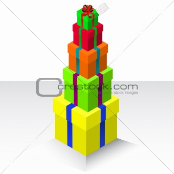 Present gift stack with bow