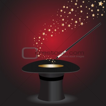 Top hat magic wand with stars