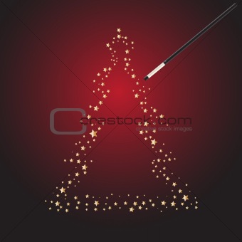 magic wand with christmas tree stars