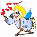 Flying cupid with magic wand