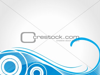 abstract vector wallpaper of blue swirl, waves and halftone elements on white background