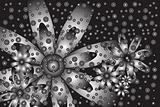 metal look grey flowers and dots