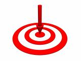 Row Red target with arrow on white 