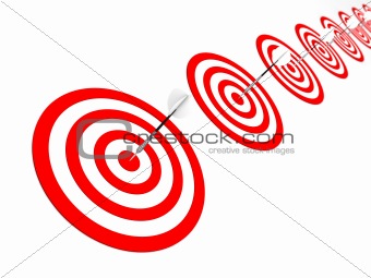 Solo Red and White target with arrow - isolated on white 