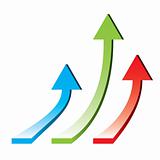 3d arrows pointing upwards - rising economy / vector illustration